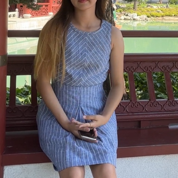 Blue with white strips dress - Picture 3 of 3